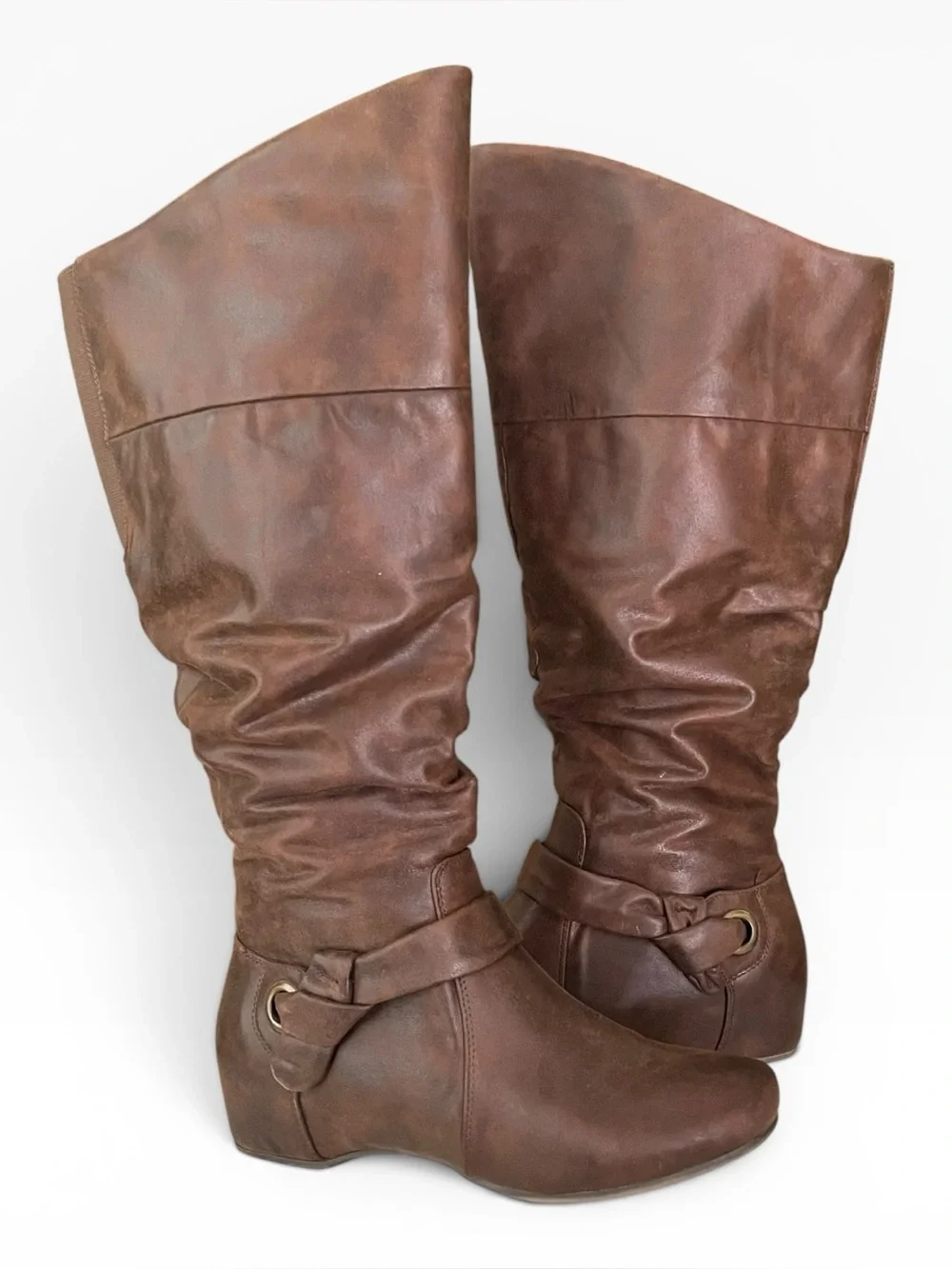 Baretraps Wide Calf Sanova2 Knee-High Brown Leather Fashion Boots Size 8.5 M
